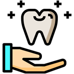 hand holding tooth illustration